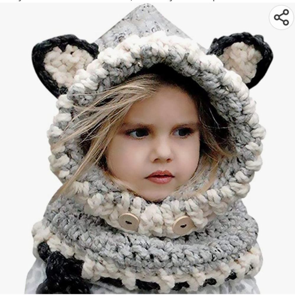 Horse/pony big kids crochet hood cowl hat - Picture 7 of 8